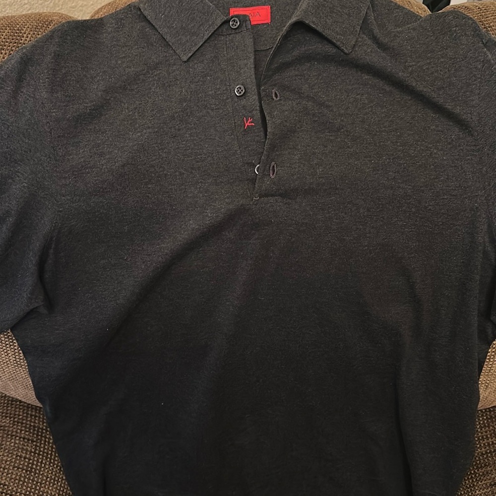 Isaia Men’s L  Polo Shirt with Red Accents